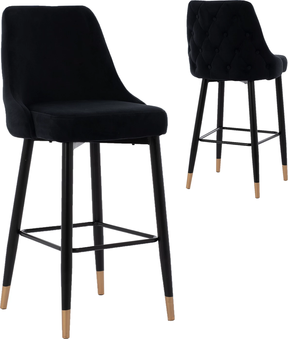 Serenity barski stol HM8519.04 črni žamet s kovinskim okvirjem 53x48x110 cm, set 2 kosov