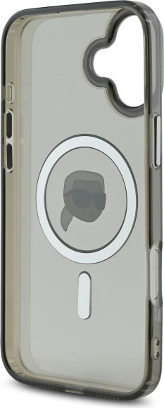 Ovitek za telefon IML Metal z motivom Karl Head, MagSafe za iPhone 16 Plus, Karl Lagerfeld, črn