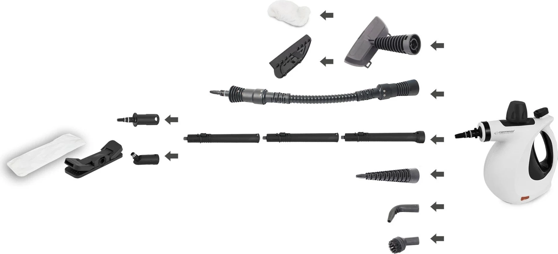 Prašnik na paro, 0,35 L, 900 W, bel - Esperanza EHS008