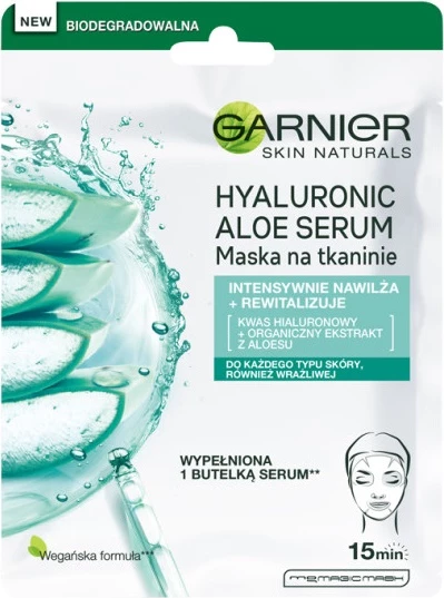 Revitalizacijska maska za obraz Garnier Hyaluronic Aloe Serum, 28 g