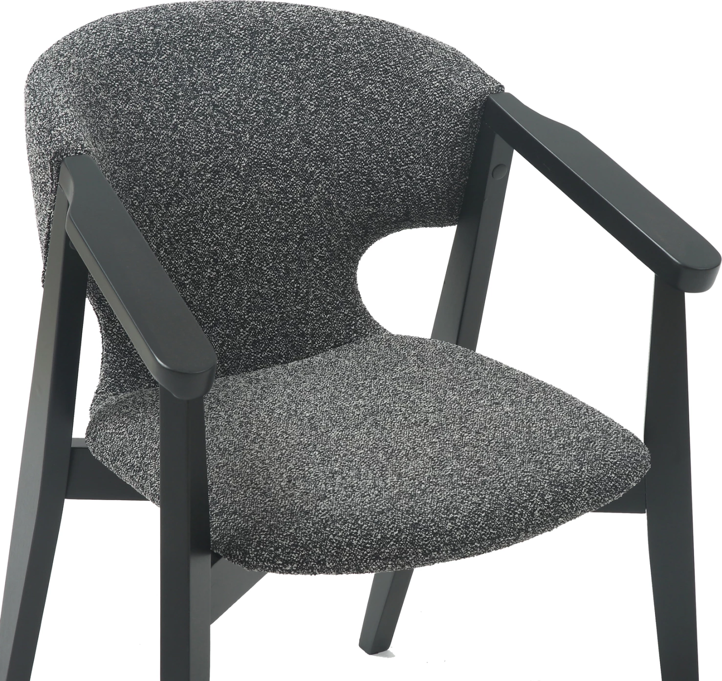 Jedilniški naslanjač YEGER FH9995.01 iz bukovega lesa v črno-temno sivi tkanini 62,5x60x79Hcm, set 2 kosov