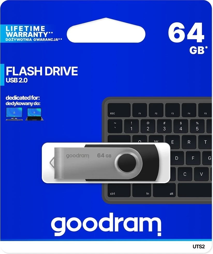 USB ključ GoodRAM UTS2 64GB, USB 2.0, črn
