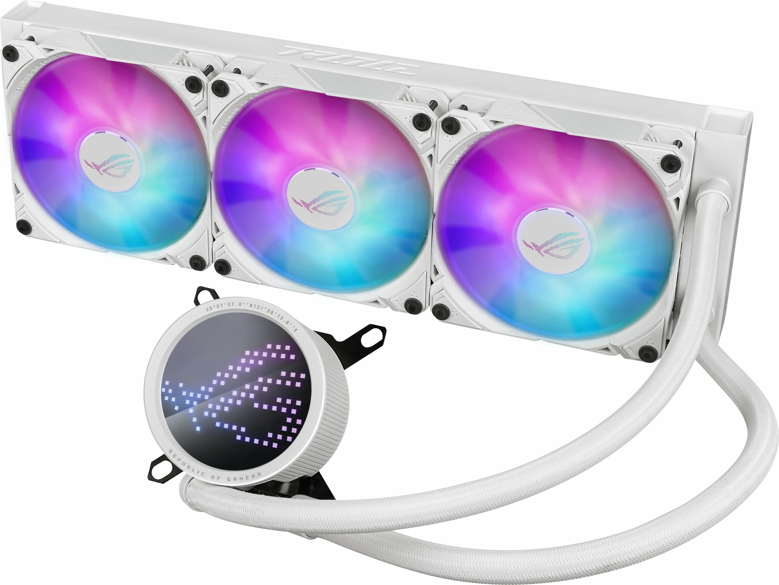 Komplet vodnega hlajenja ROG Ryuo III 360 ARGB, 3x120 mm, LED zaslon, bel - ASUS
