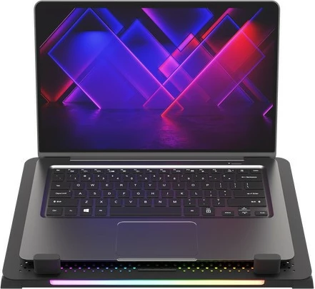 Hladilna podloga za prenosnik Natec Genesis Oxid 450 RGB, 15,6", 5 ventilatorjev, USB HUB, črna