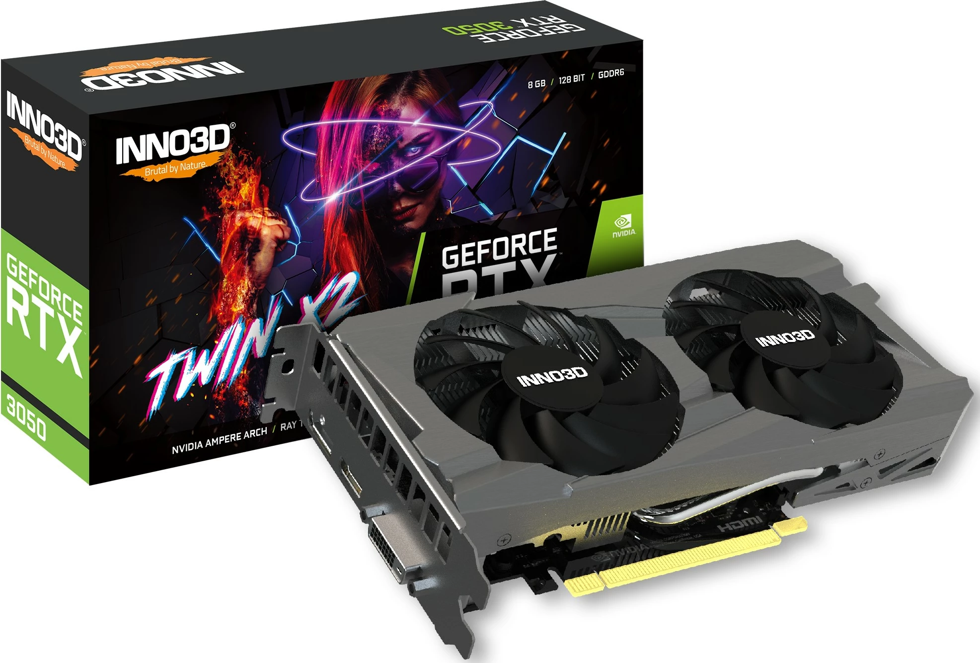 Grafična kartica Inno3D GeForce RTX 3050 Twin X2, 8 GB, GDDR6, 128 bit, bela Grafična kartica Inno3D GeForce RTX 3050 Twin X2, 8 GB, GDDR6, 128 bit, bela