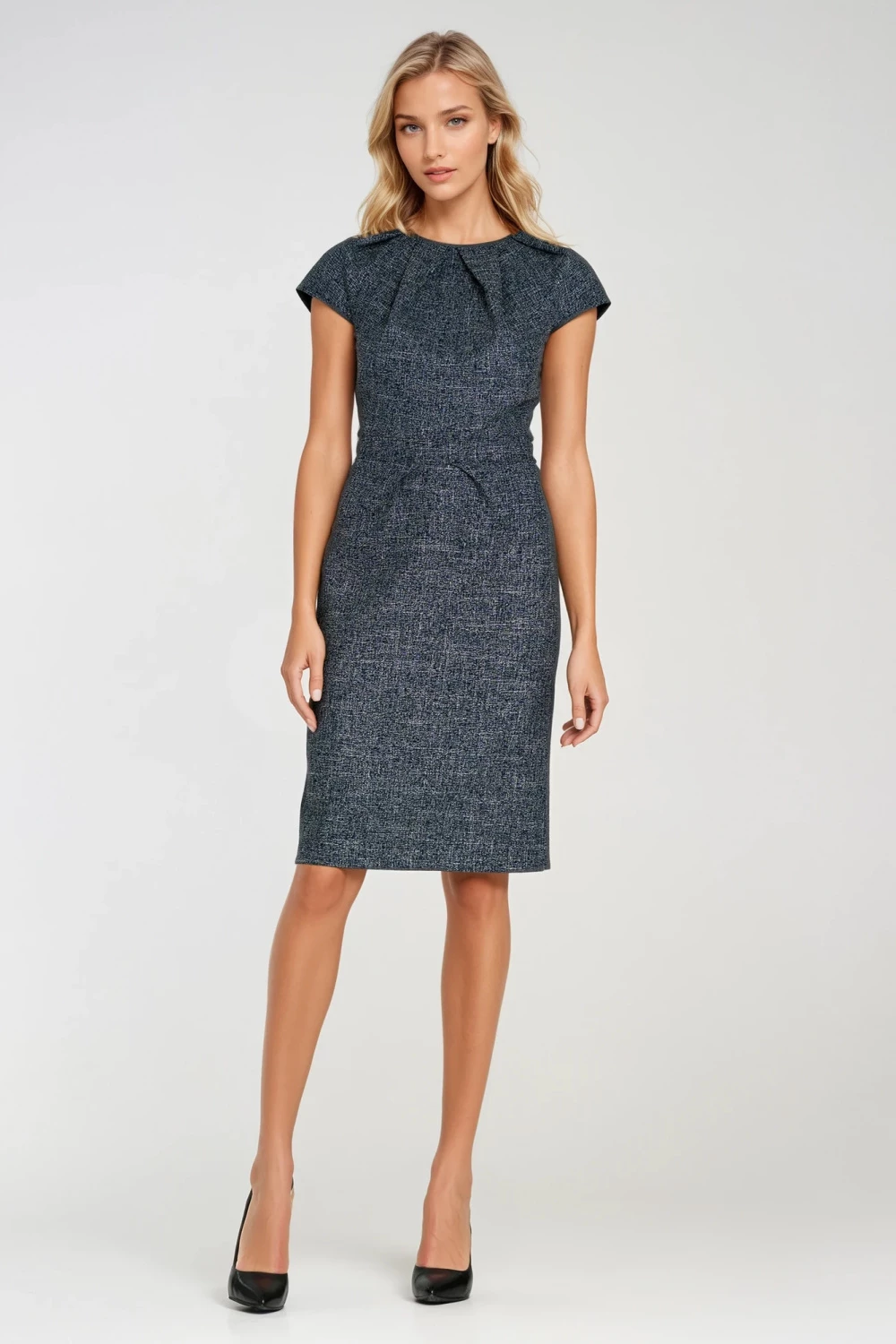 Elegantna ženska obleka Nife 217598, temno modra