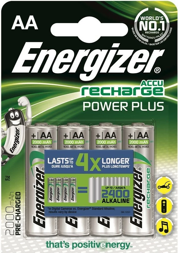 Polnilne baterije AA, Energizer Power Plus 2000 mAh, 4 kosi