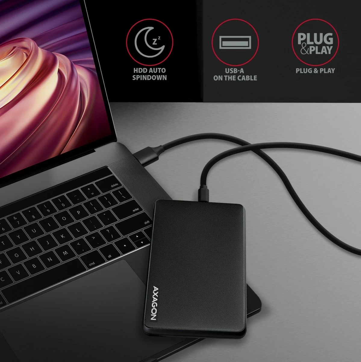 Računalniško ohišje za 2,5" disk AXAGON EE25-SLC, USB-C 3.2 Gen 1, SATA 6G, črno Računalniško ohišje za 2,5" disk AXAGON EE25-SLC, USB-C 3.2 Gen 1, SATA 6G, črno