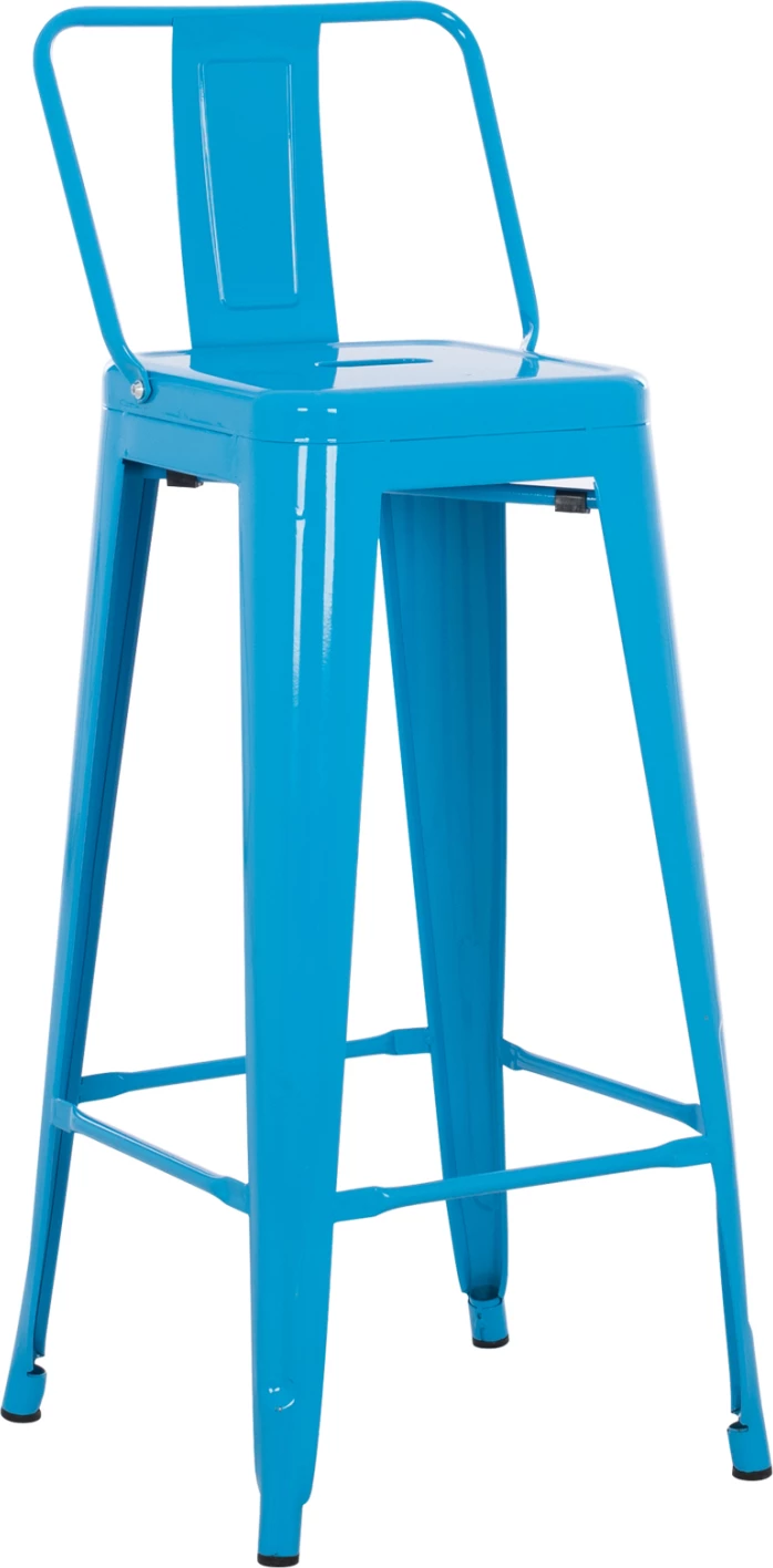 Kovinski barski stol Melita z naslonom v modri barvi FH8643.08 43x43x100 cm