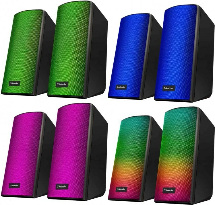 Zvočniki za računalnik Defender Spitfire 2.0, Bluetooth, 6 W, LED, črni (komplet)