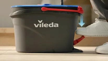 Mop za globinsko čiščenje Vileda H2Pro Spin s vedrom z dvema predeloma, 178332, črn/moder/rdeč
