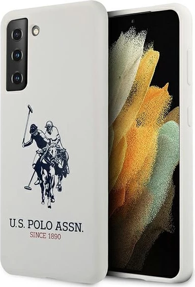 Ovitek za Samsung Galaxy S21+, U.S. Polo Assn. USHCS21MSLHRWH, silikonski, bel