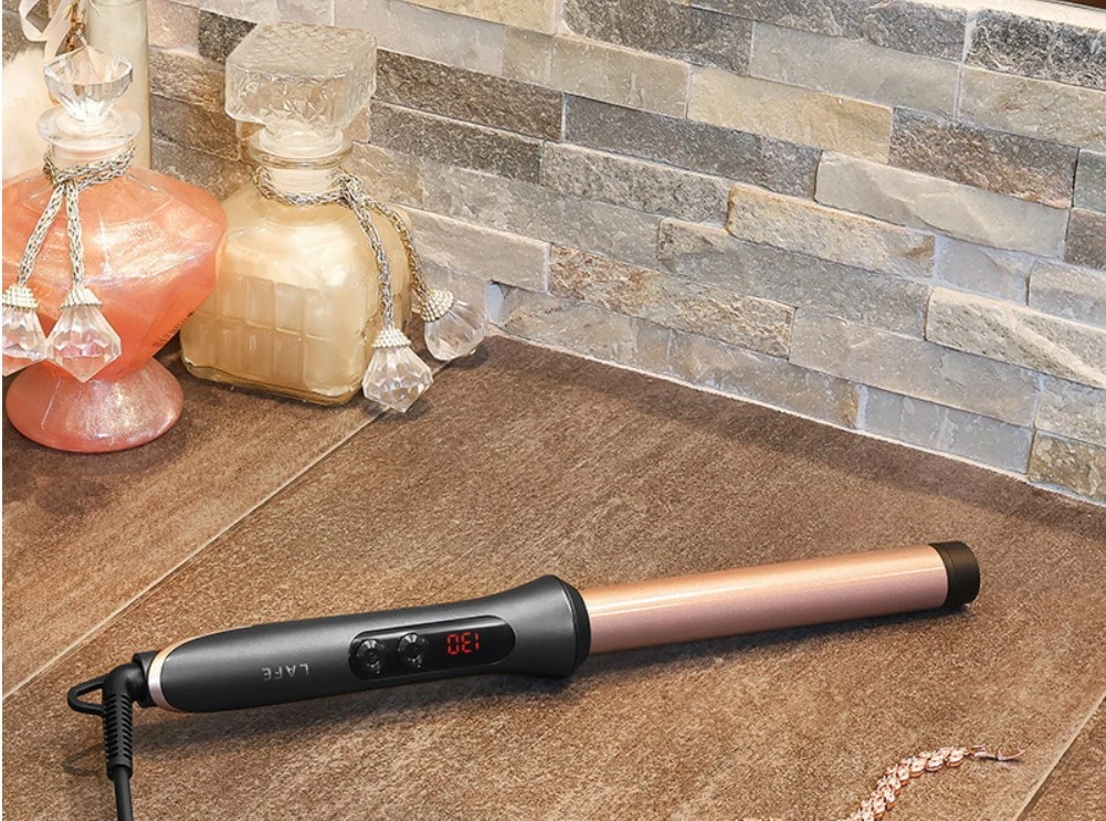 Kodralnik las Sleek & Shine 25 mm, Lafe Figaro LAFLKA47571, 100–200°C LCD, 60 W, keramični premaz, samodejni izklop, vrtljiv kabel, roza/črn