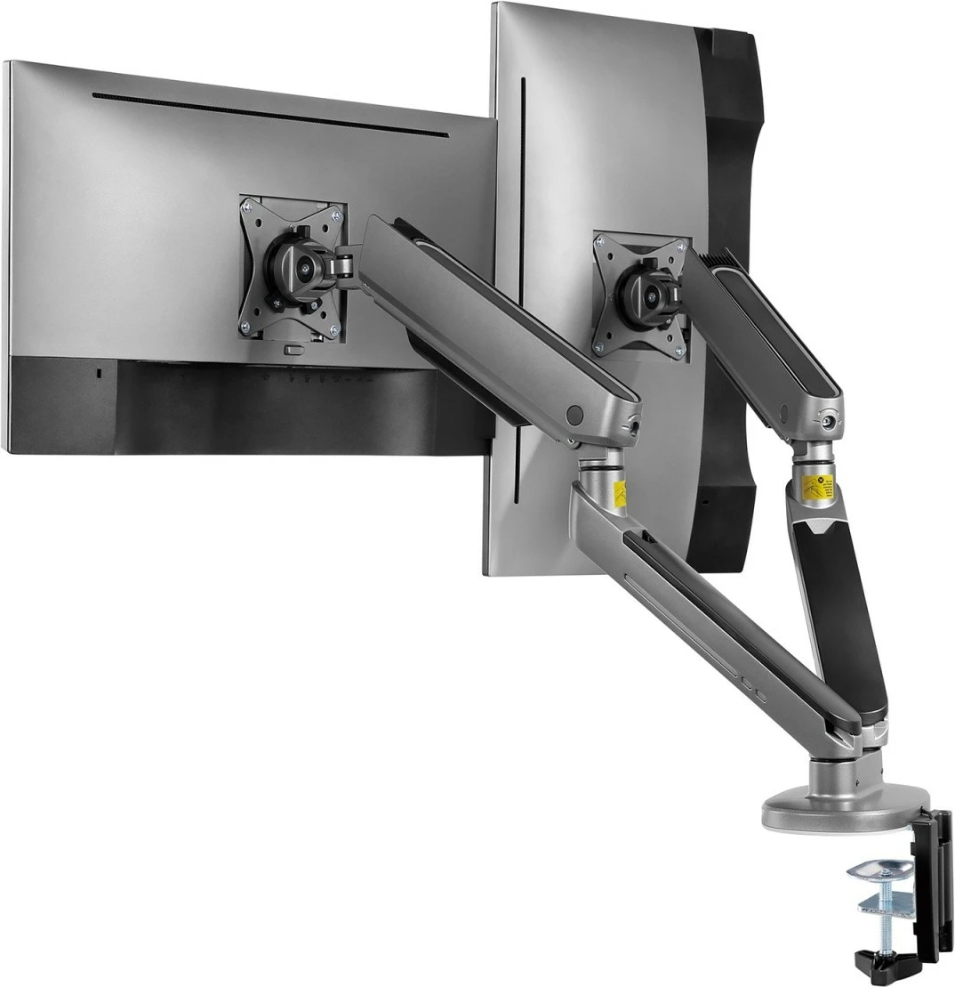 Gaming nosilec za dva monitorja za mizo z LED osvetlitvijo, grafit, Maclean NanoRS RS166