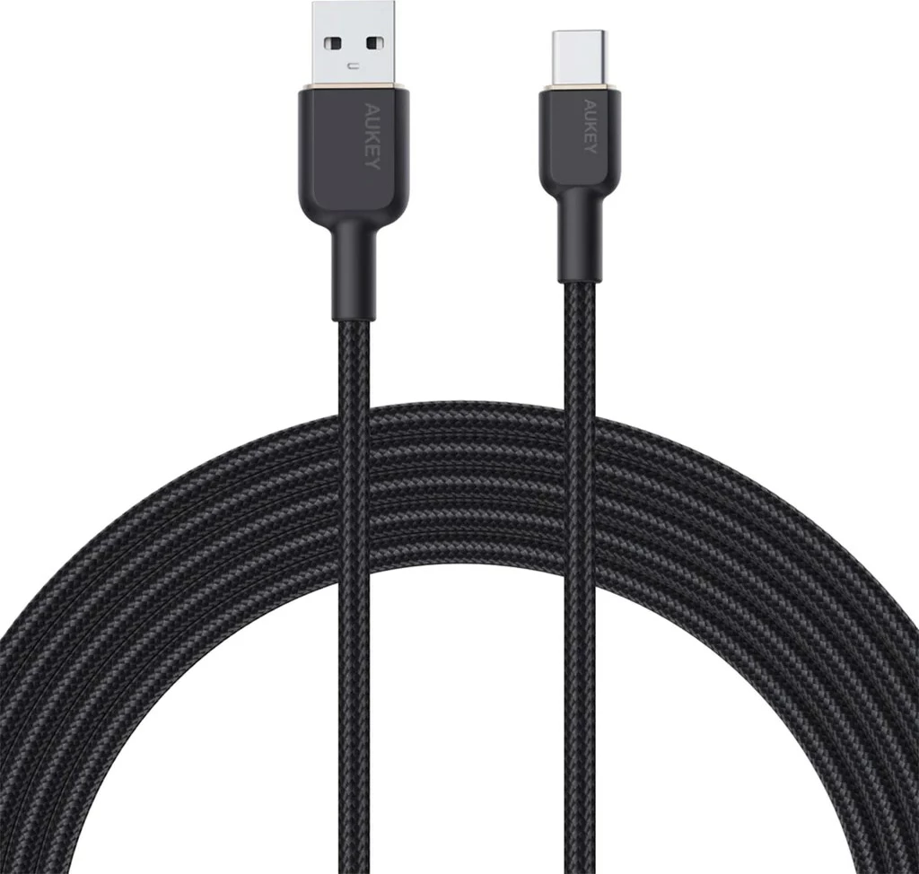 Napenjalni kabel USB-C 60W 3A, 1,8 m, najlon, črn - AUKEY CB-NAC2