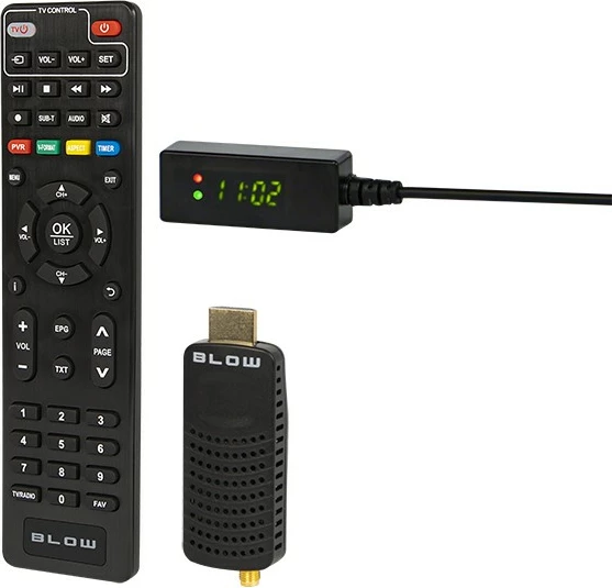 Zemeljski tuner DVB-T2, Full HD 1080p, H.265, HDMI, PVR/TimeShift, USB, WiFi z adapterjem, z daljinskim upravljalnikom in IR zaslonom - BLOW 7000FHD MINI