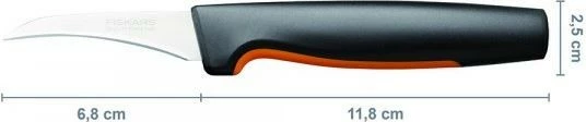 Kuhinjski nož, Fiskars Functional Form 1057545, ukrivljeno rezilo 6,8 cm, črno/oranžen