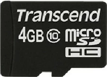 MicroSDHC kartica 4GB, Class 10, 90 MB/s, črna — Transcend