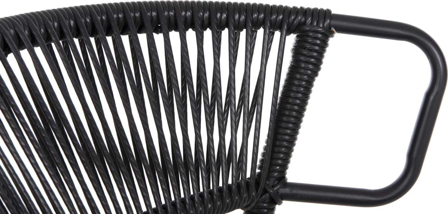 Stol SUKI FH6053.02 kovinski in sintetični ratan v črni barvi 54x62x80H cm