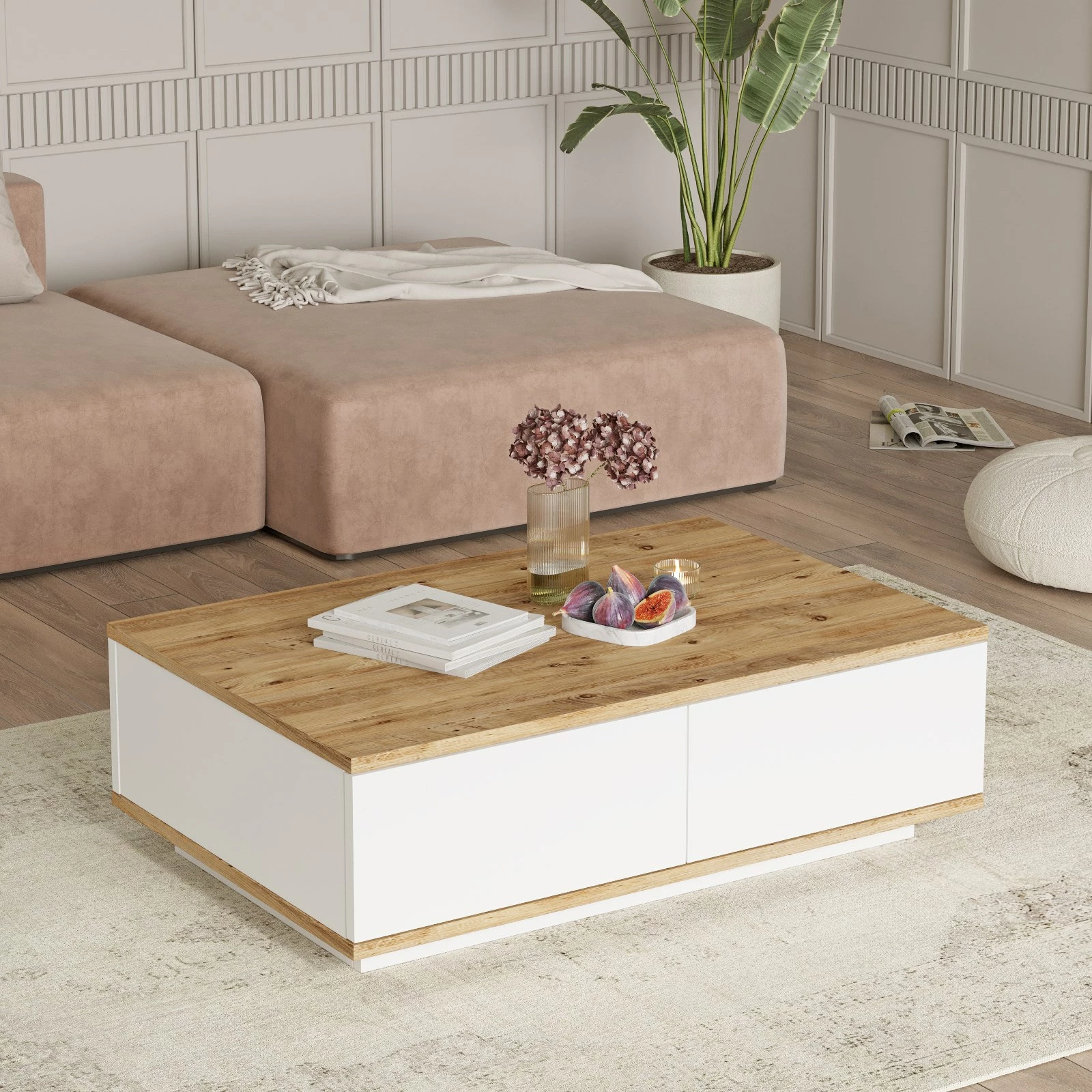 Kavna mizica Hanah Home Fr14-Aw, atlantska borovina in bela