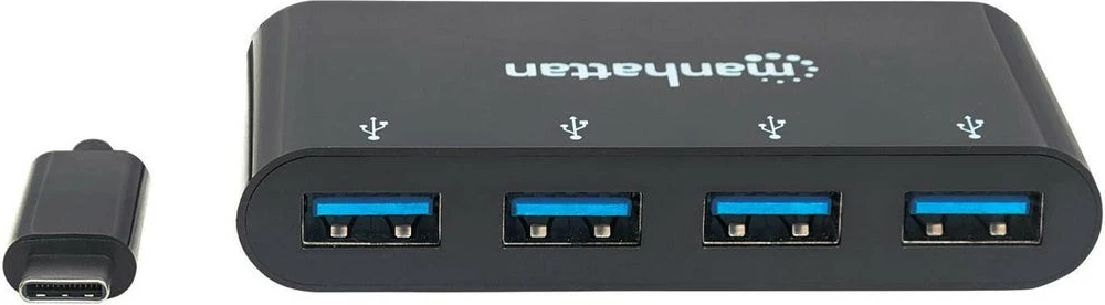 USB razdelilec MANHATTAN 4 x USB 3.1, Type-C, črn