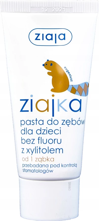 Otroška zobna pasta Ziajka Ziaja, brez fluora, s ksilitolom, 50 ml