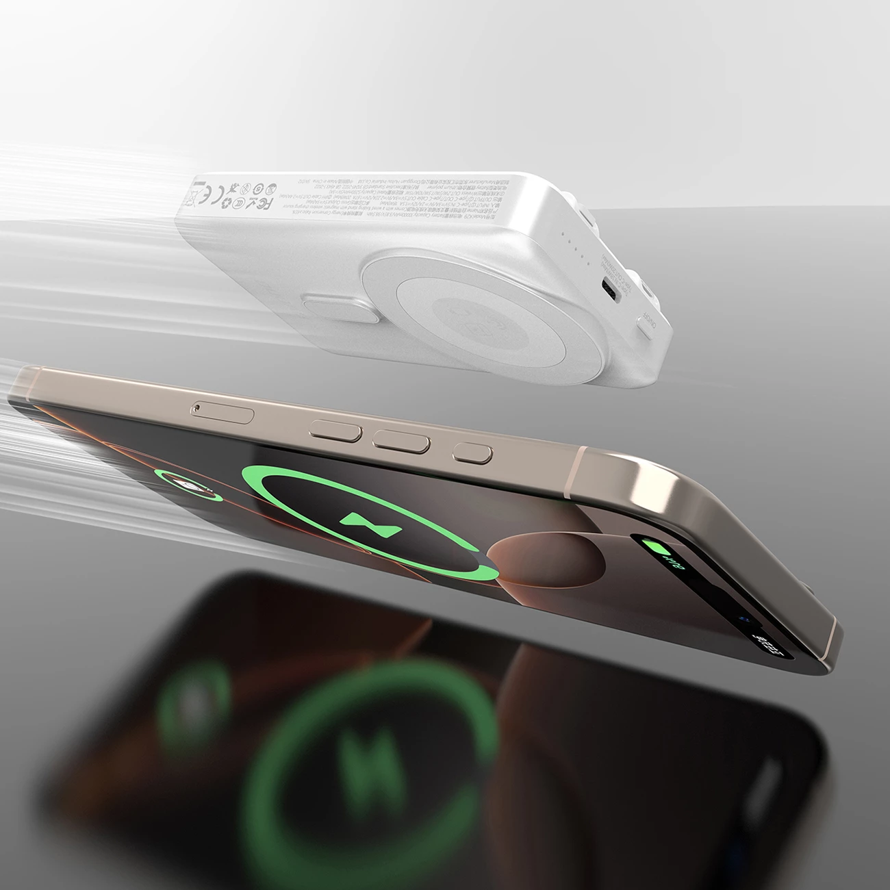 Prenosna baterija 10000 mAh, MagSafe, z integriranima kabloma USB-C in Lightning, Dudao K29, siva