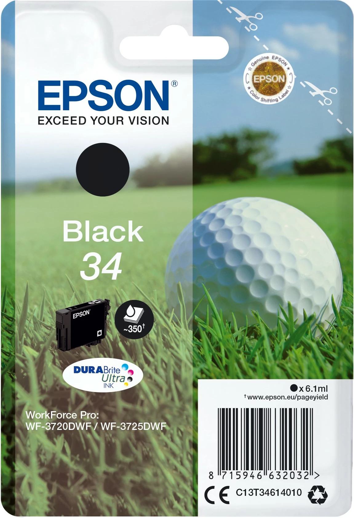 Črn toner DURABrite Ultra 34 (Golf ball) 6,1 ml za Epson WorkForce Pro WF-3725DWF/WF-3720DWF