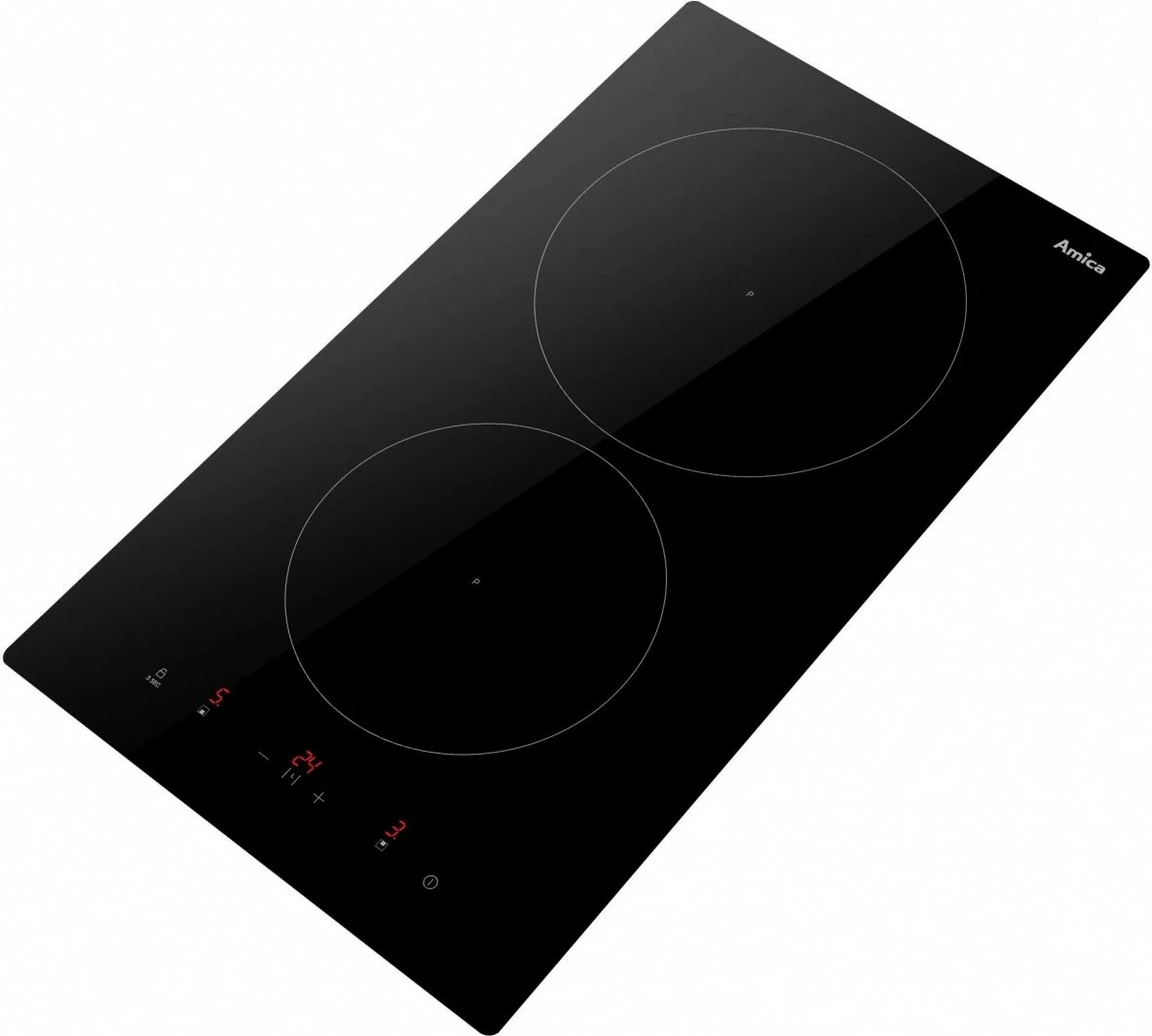 Indukcijska kuhalna plošča Amica PI3520U, 2 območji, 30 cm, 3,7 kW, upravljanje na dotik, vgradna raven, črna
