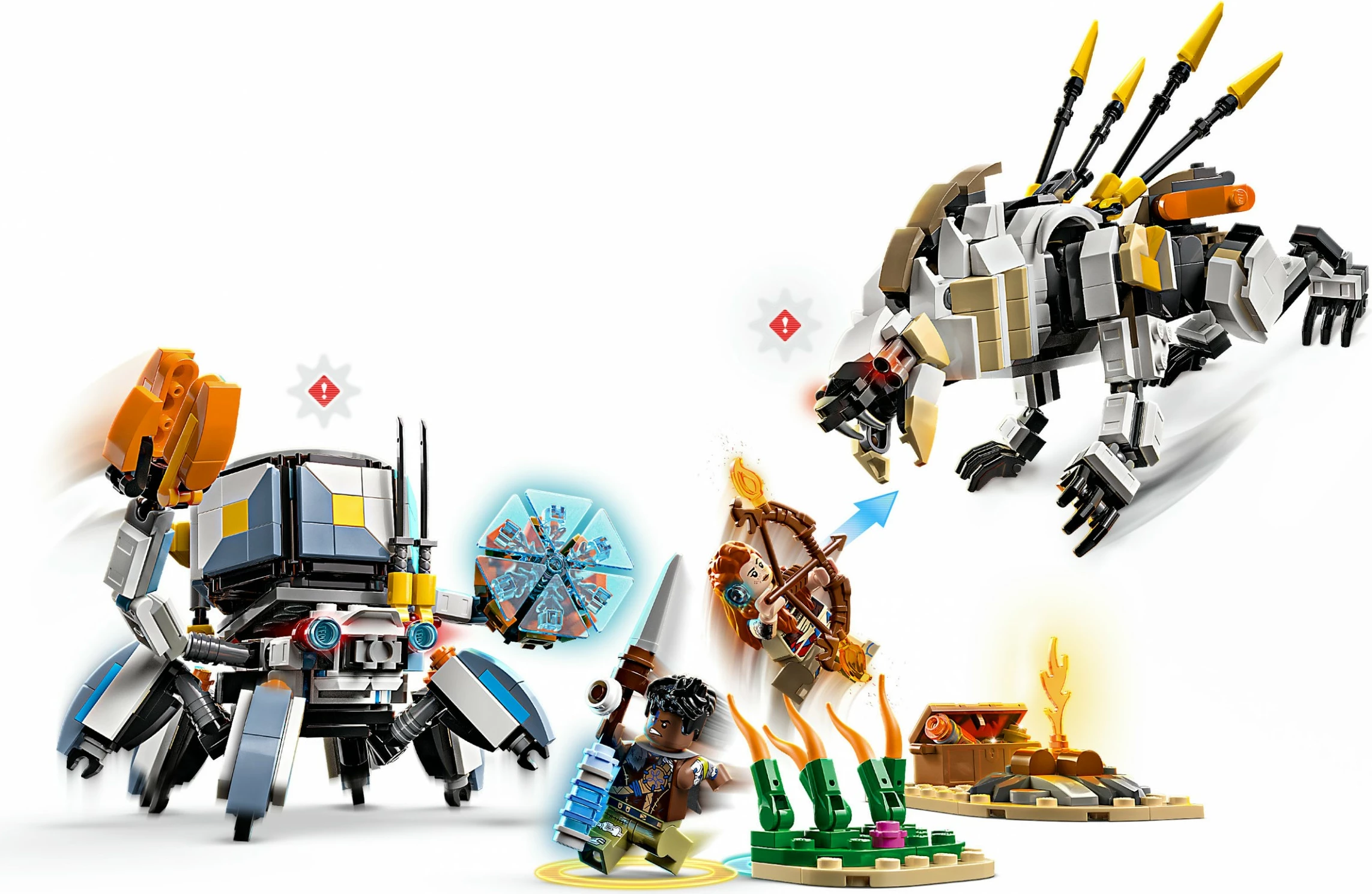 Set gradnje Horizon Adventures 77037, Aloy & Varl proti Shell-Walker & Sawtooth, 768 kosov, večbarven