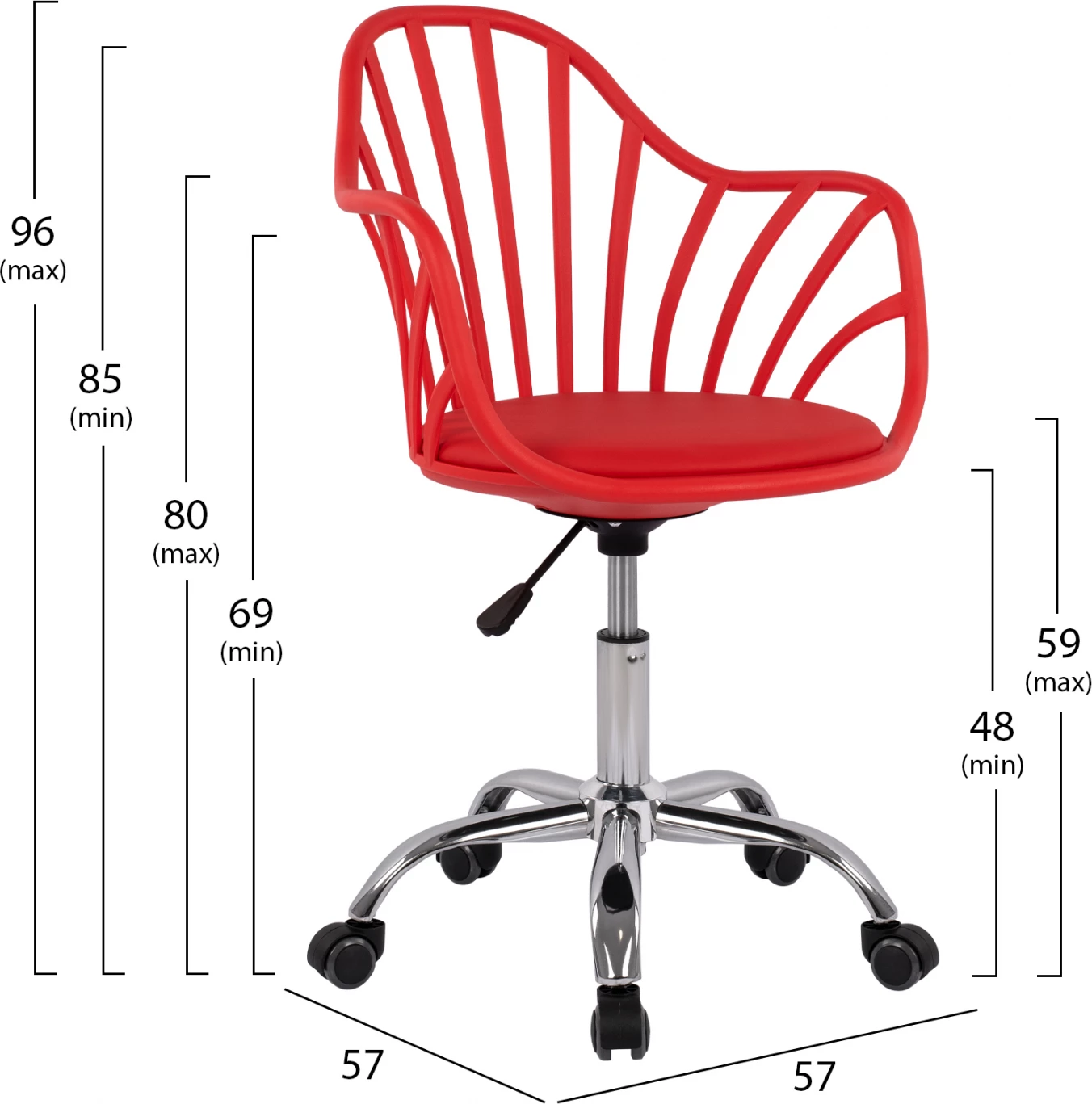 Pisarniški stol Becky FH8457.04 rdeče barve 57x57x96 cm