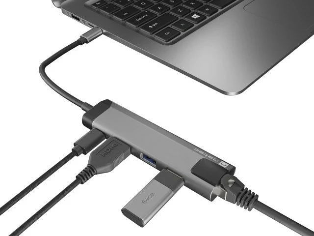 Multiport USB-hub, USB-C, HDMI, Natec, sivi