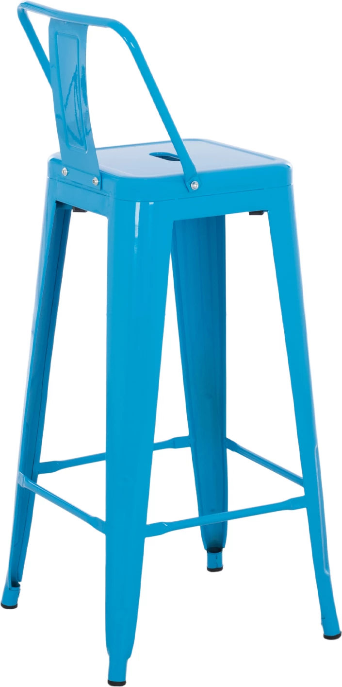Kovinski barski stol Melita z naslonom v modri barvi FH8643.08 43x43x100 cm