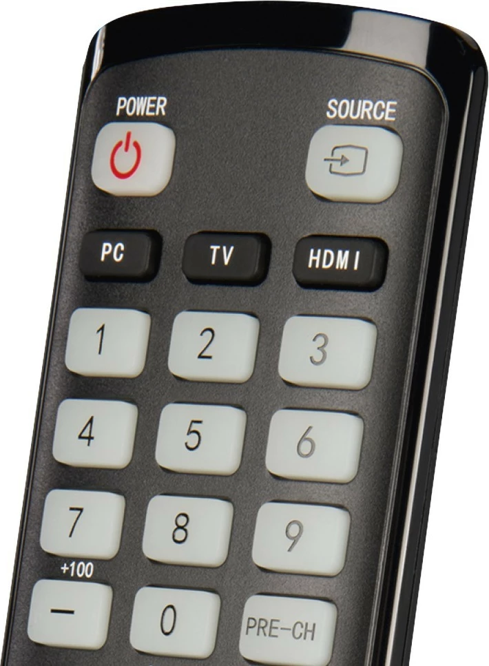 Daljinski upravljalnik z učnim načinom, IR 1:1, osvetljene tipke, združljiv s Samsung, z baterijami AAA, črn, Hama 221060