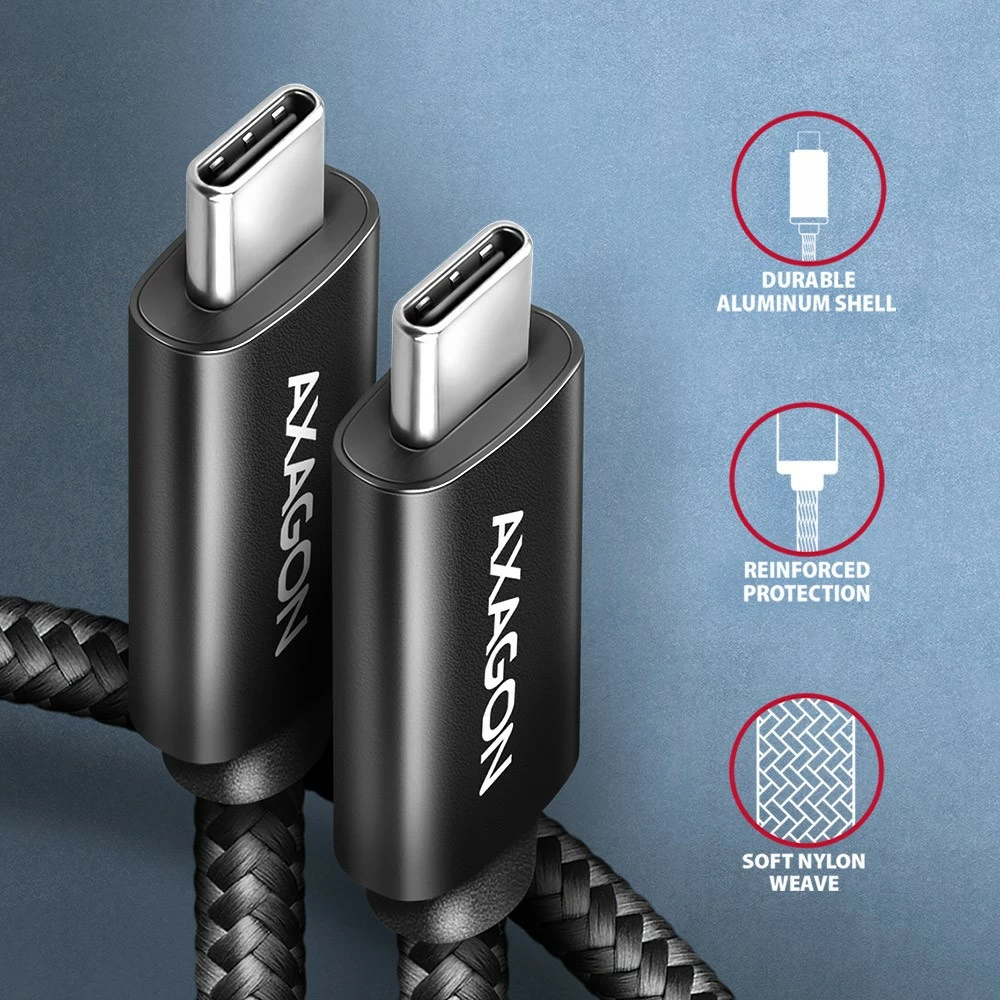 Kabel USB-C na USB-C, 3 m, 240 W, črn AXAGON BUCM2-CM30AB Kabel USB-C na USB-C, 3 m, 240 W, črn AXAGON BUCM2-CM30AB
