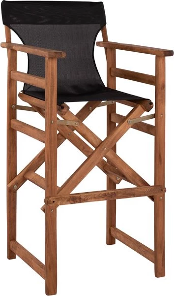 Barski stol režiserja oreh z blazino pvc črna FH10374.05