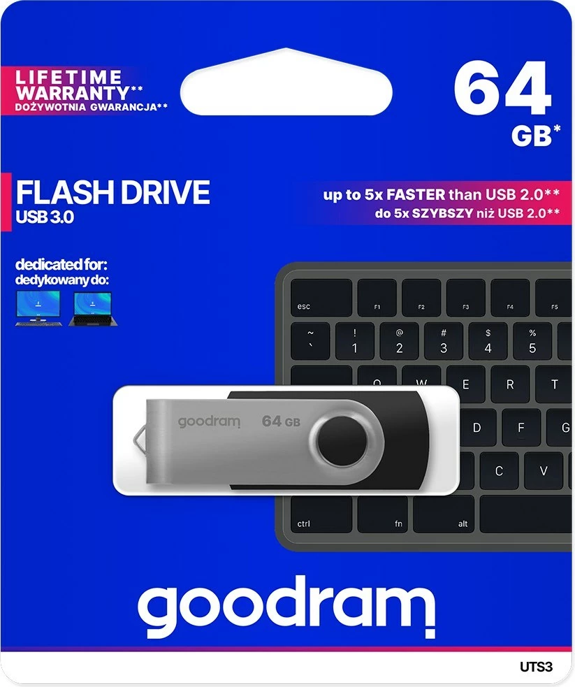USB ključ 64 GB, Goodram UTS3, Type-A, 3.2 Gen 1, črn