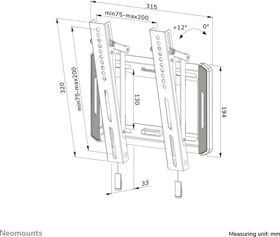 Stenski nosilec za TV Newstar Neomounts WL35-550BL12, do 65 palcev, nagib, VESA 200x200, črn Stenski nosilec za TV Newstar Neomounts WL35-550BL12, do 65 palcev, nagib, VESA 200x200, črn