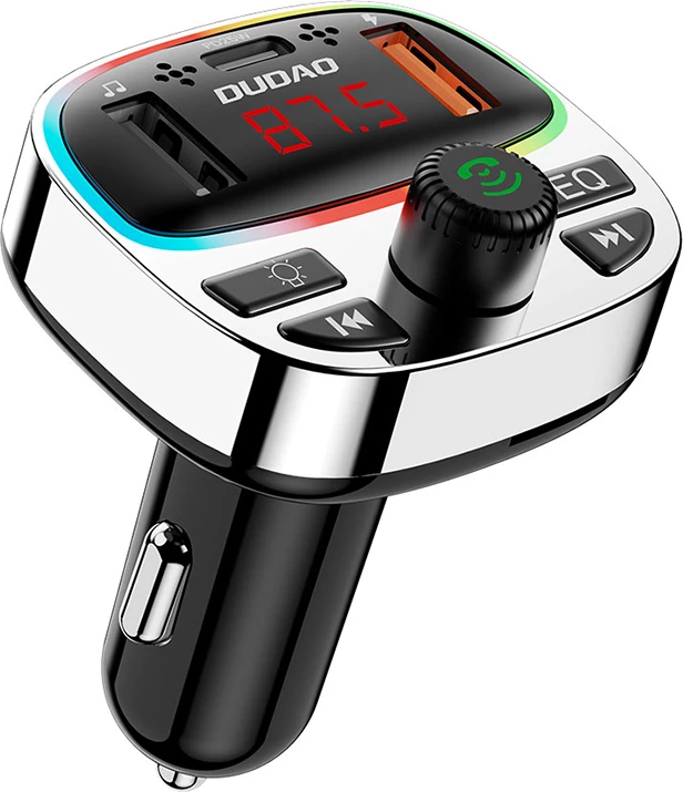 Bluetooth oddajnik za avto Dudao R2PRO+, PD 25W, Bluetooth 5.3, RGB, črn in srebrn