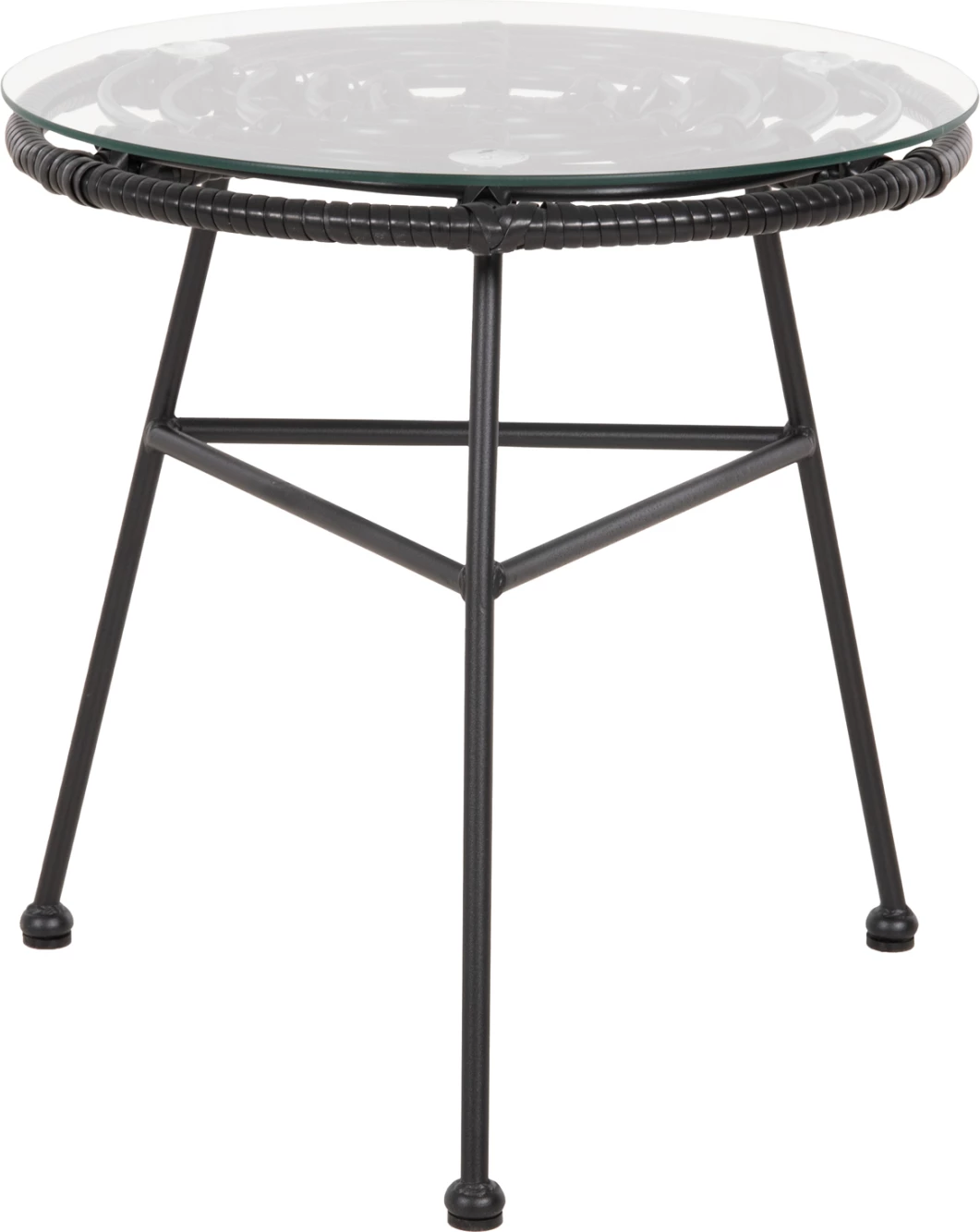 Okrogla stranska miza iz črnega kovinskega materiala ALLEGRA FH5459.12 črna pletena-steklo Φ45x46Hcm