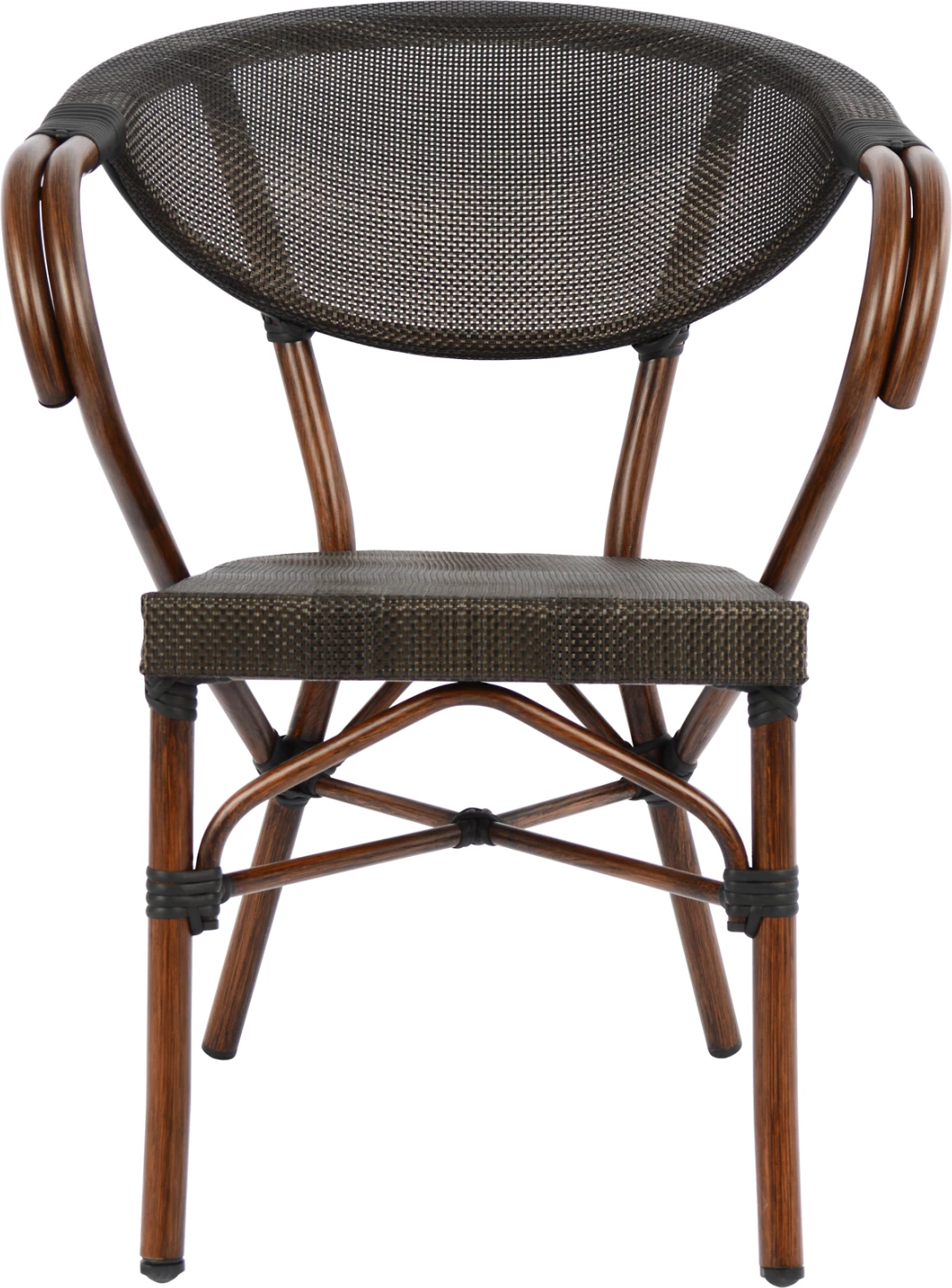 Stol iz aluminija v videzu bambusa rjave barve s tekstilom FH5025 60,5x59x81 cm