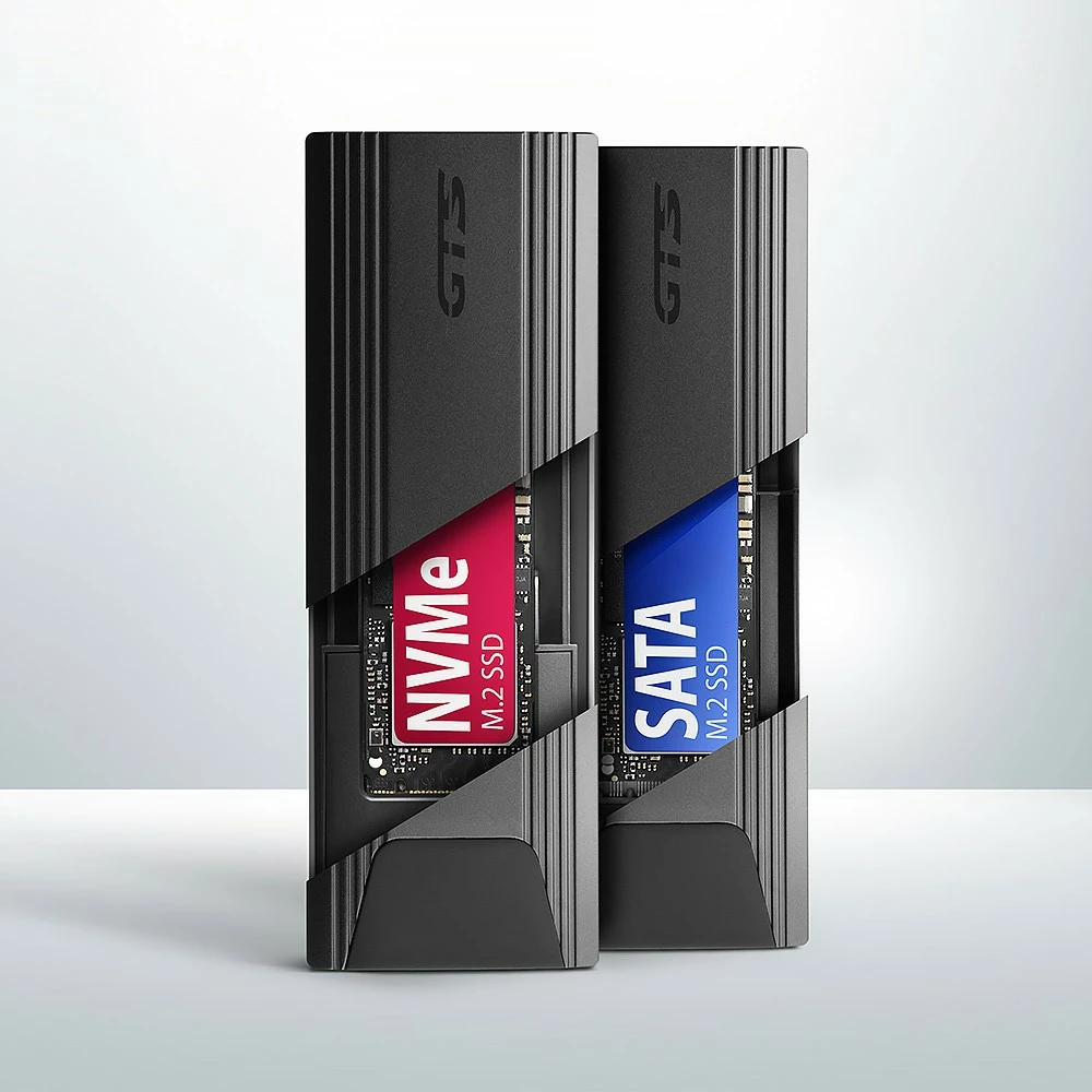 Zunanje računalniško ohišje za SSD M.2 NVMe in SATA, USB-C 3.2 Gen 2, črno - AXAGON EEM2-GTS2 Zunanje računalniško ohišje za SSD M.2 NVMe in SATA, USB-C 3.2 Gen 2, črno - AXAGON EEM2-GTS2