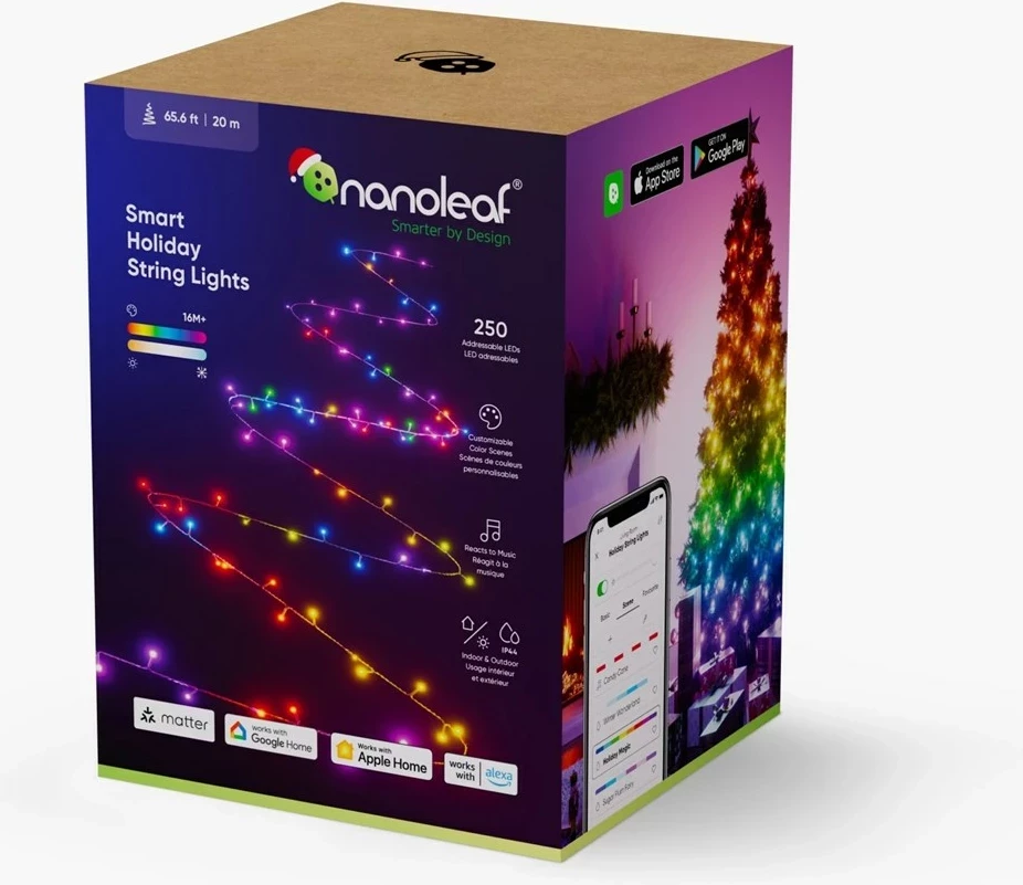 Dekorativna pametna luč Nanoleaf 1D STARTER KIT, 250 LED, 20 m, večbarvna, IP44