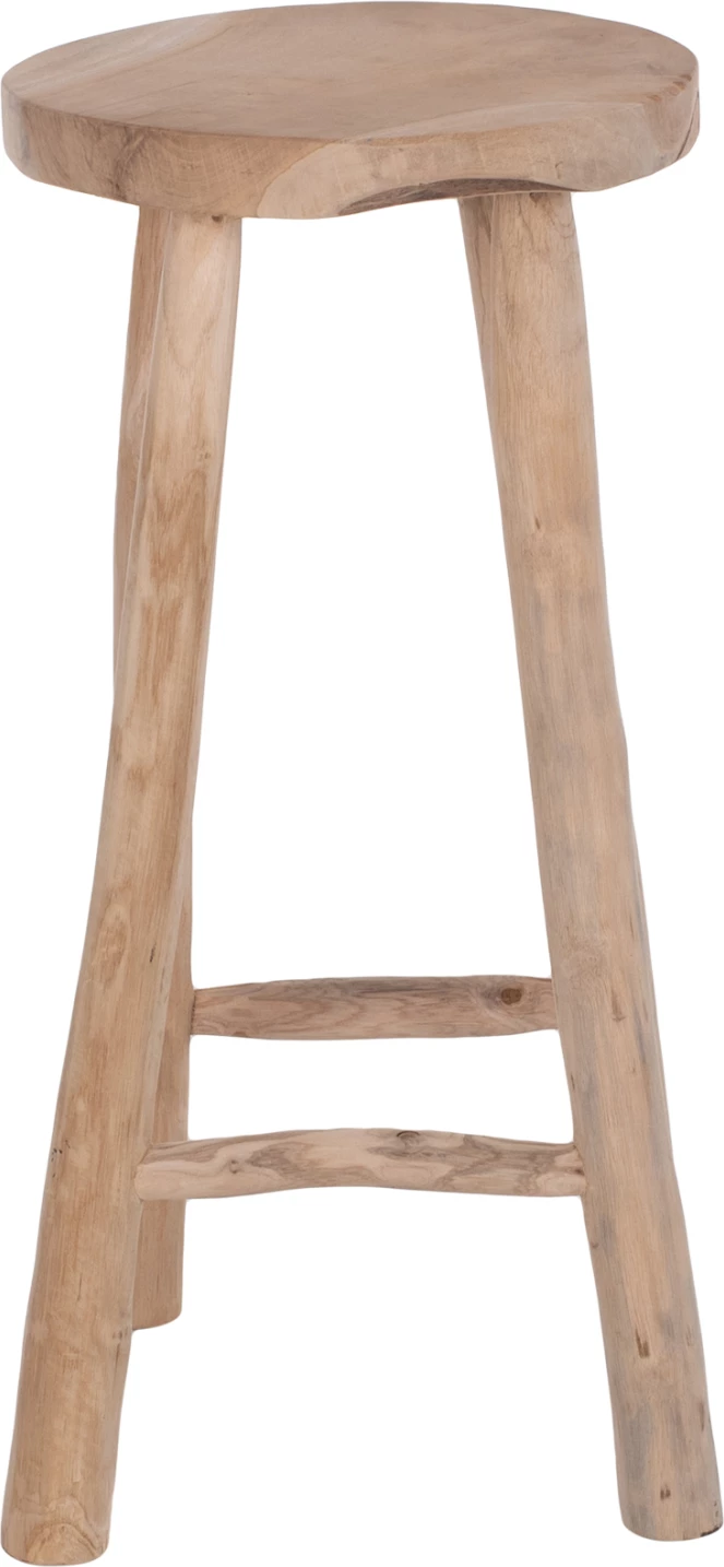 Barski stol KONT FH9338 iz masivnega tikovega lesa naravne barve Φ34,5Χ71,5Hcm