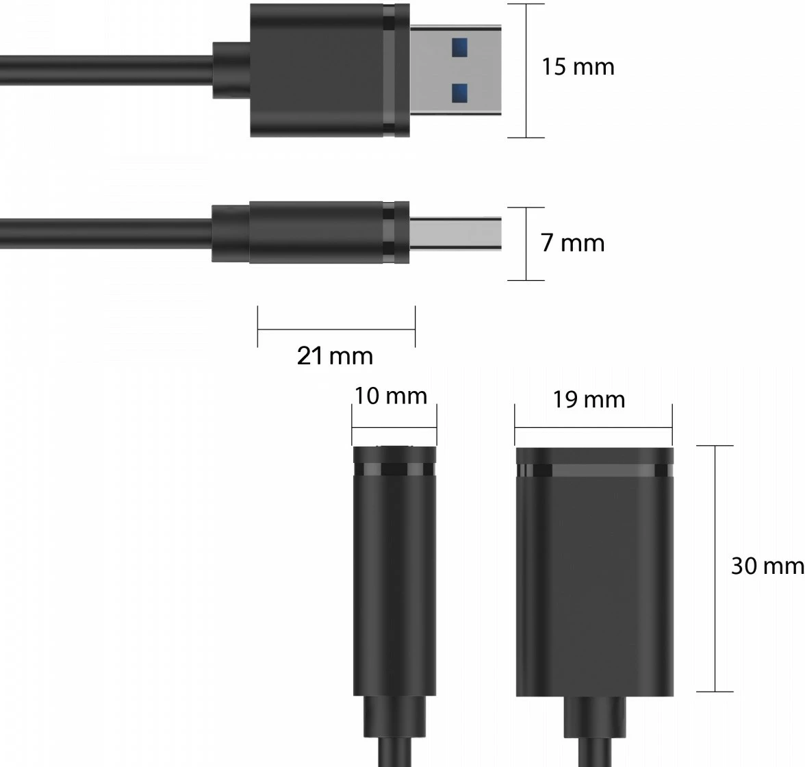 Podaljšek USB 2.0, 0,5 m, črn Unitek Y-C447GBK