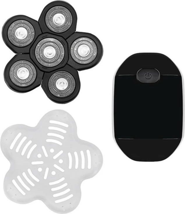 Brivnik za glavo, 6 fleksibilnih glavic, IPX6, za suho in mokro uporabo, 60 min baterija, s trimerjem za nos, Lafe MasterSmooth, črn