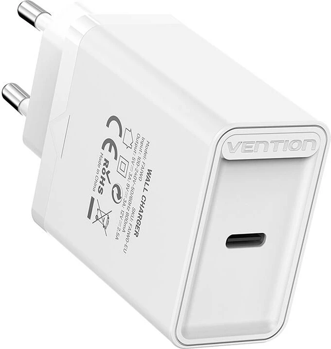 Omrežni polnilec USB-C, 30 W, bel Vention FAIW0-EU