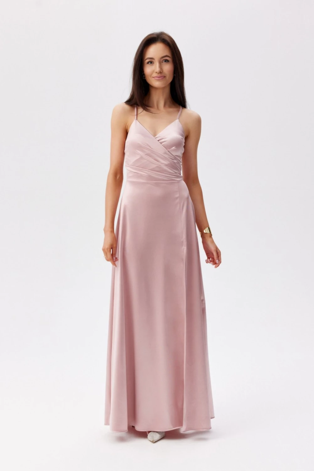 Dolga obleka model 210977, rožnata - Roco Fashion