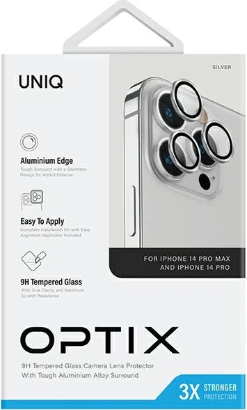 Zaščita leč za iPhone 14 Pro / 14 Pro Max, UNIQ Optix, aluminij, srebrna