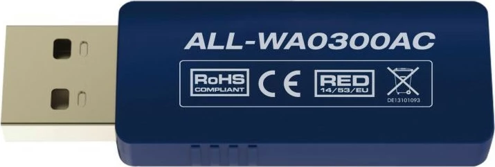 Omrežni adapter ALLNET ALL-WA0300AC, 2,4 GHz, 5 GHz, 867 Mbit/s, moder Omrežni adapter ALLNET ALL-WA0300AC, 2,4 GHz, 5 GHz, 867 Mbit/s, moder